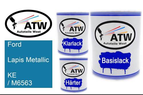 Ford, Lapis Metallic, KE / M6563: 1L Lackdose + 1L Klarlack + 500ml Härter - Set, von ATW Autoteile West.